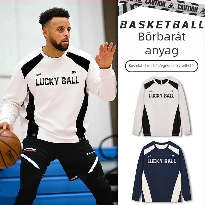Hosszú ujjú kosárlabda edzőtrikó – légáteresztő, gyorsan száradó, 100% poliészter, kerek nyakú, uniszex