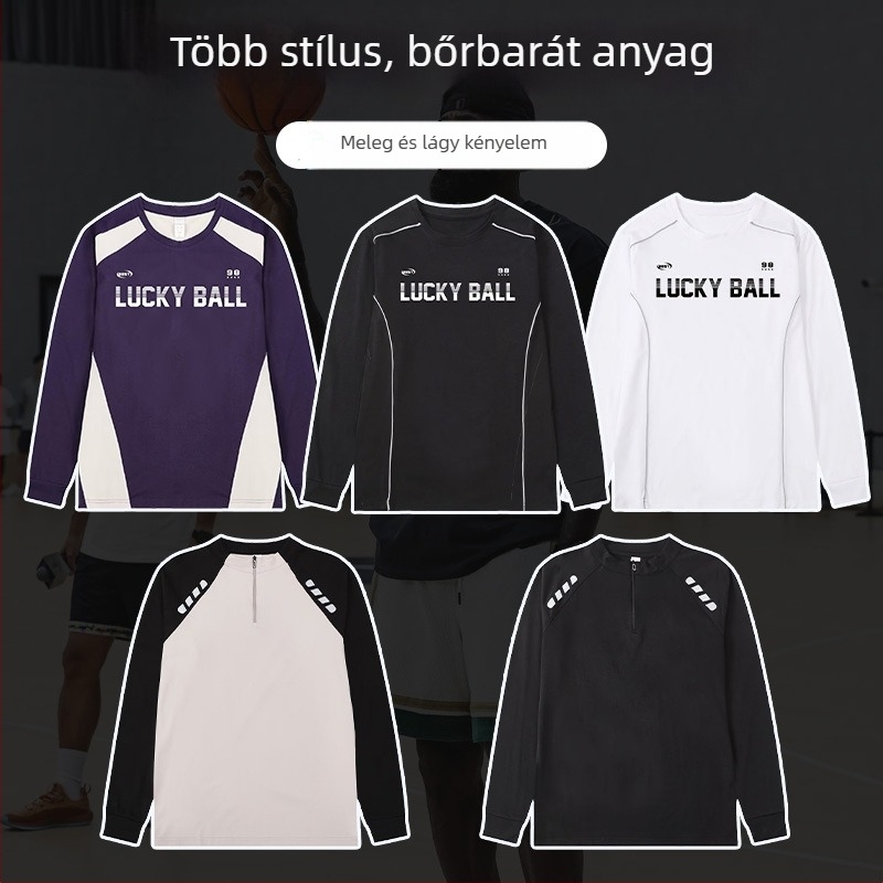 Hosszú ujjú kosárlabda edzőtrikó – légáteresztő, gyorsan száradó, 100% poliészter, kerek nyakú, uniszex