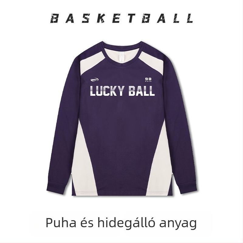 Hosszú ujjú kosárlabda edzőtrikó – légáteresztő, gyorsan száradó, 100% poliészter, kerek nyakú, uniszex