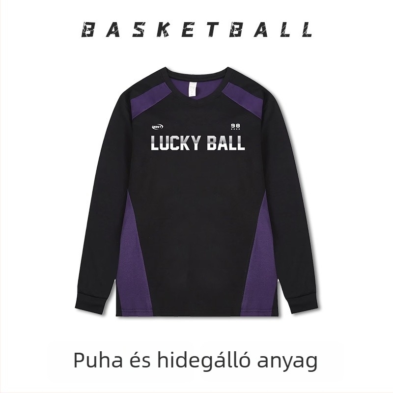 Hosszú ujjú kosárlabda edzőtrikó – légáteresztő, gyorsan száradó, 100% poliészter, kerek nyakú, uniszex