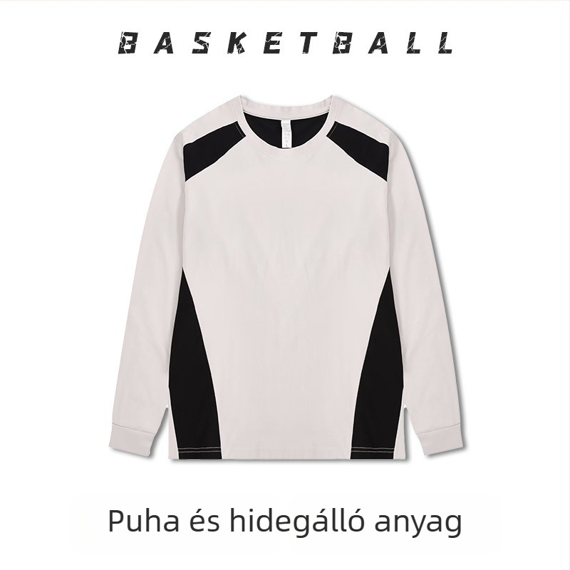 Hosszú ujjú kosárlabda edzőtrikó – légáteresztő, gyorsan száradó, 100% poliészter, kerek nyakú, uniszex