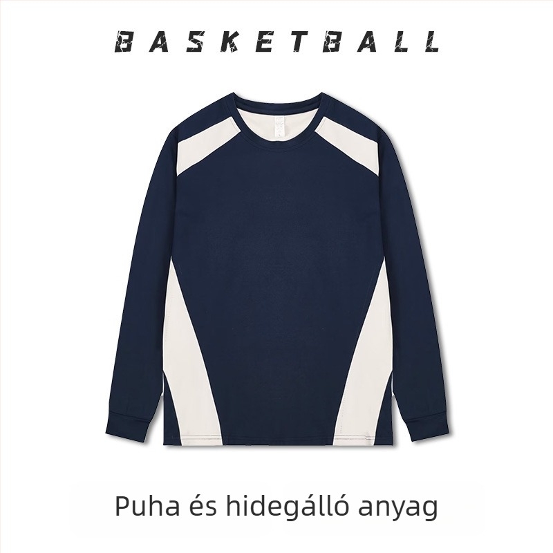 Hosszú ujjú kosárlabda edzőtrikó – légáteresztő, gyorsan száradó, 100% poliészter, kerek nyakú, uniszex