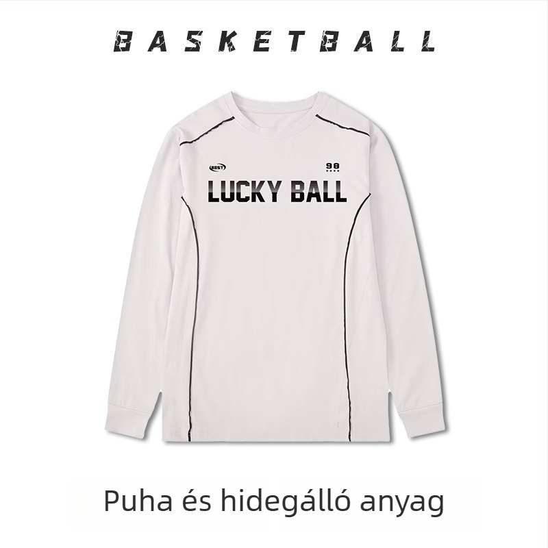 Hosszú ujjú kosárlabda edzőtrikó – légáteresztő, gyorsan száradó, 100% poliészter, kerek nyakú, uniszex