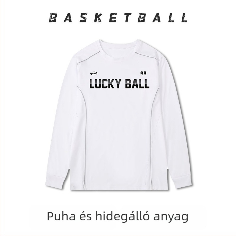 Hosszú ujjú kosárlabda edzőtrikó – légáteresztő, gyorsan száradó, 100% poliészter, kerek nyakú, uniszex
