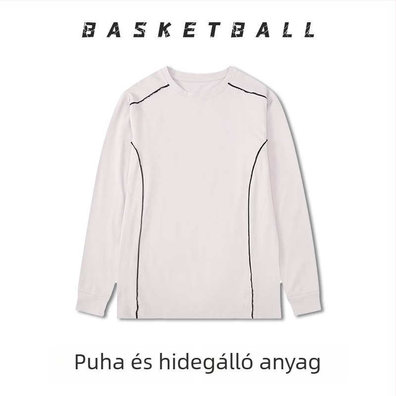 Hosszú ujjú kosárlabda edzőtrikó – légáteresztő, gyorsan száradó, 100% poliészter, kerek nyakú, uniszex