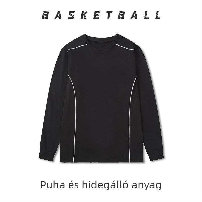 Hosszú ujjú kosárlabda edzőtrikó – légáteresztő, gyorsan száradó, 100% poliészter, kerek nyakú, uniszex