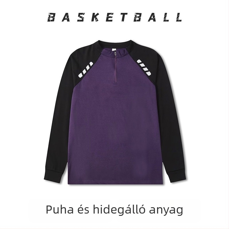 Hosszú ujjú kosárlabda edzőtrikó – légáteresztő, gyorsan száradó, 100% poliészter, kerek nyakú, uniszex