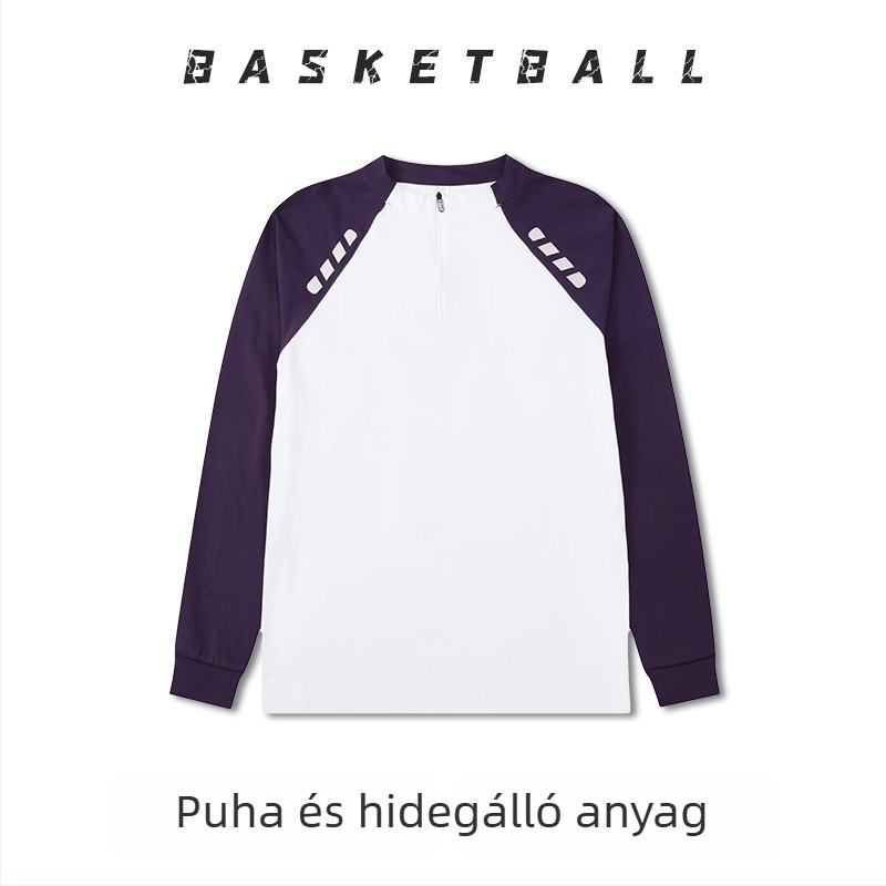 Hosszú ujjú kosárlabda edzőtrikó – légáteresztő, gyorsan száradó, 100% poliészter, kerek nyakú, uniszex