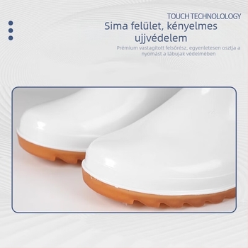 Uniszex élelmiszer-higiéniás csizma esőcipo – vízálló és olajálló, csúszásmentes, sav- és lúgálló, közepes-magas cső, injektált műanyag