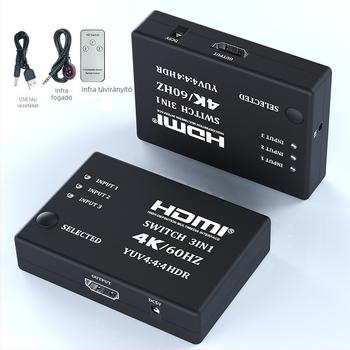 HDMI kapcsoló 4K-s TV-hez, távoli ébredéssel és energia-kezeléssel