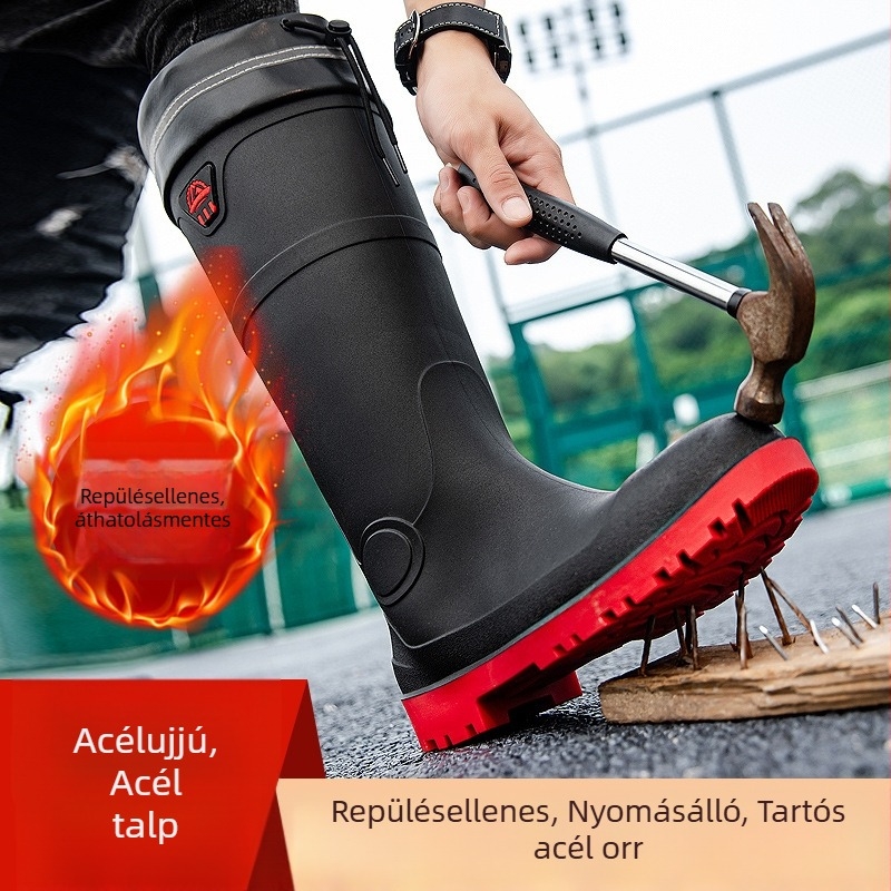 Férfi PVC magas esőcsizmák csúszásmentes talppal