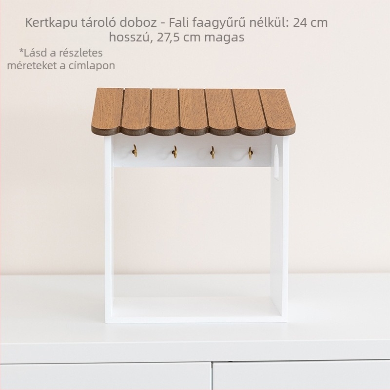 Bejárati ajtó melletti asztali kulcstartó doboz, modell 985, fenyőfa, fedéllel, INS stílus, karikatúra mintázat, 2 L kapacitás