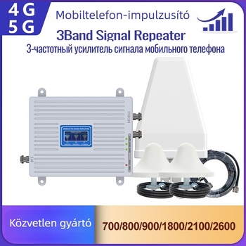 GSM/DCS/NR3/4G/5G mobiljel erősítő – 800–2600 MHz, GSM/DCS/WCDMA/2G/3G/4G/5G hálózati rendszer, lefedettség 200–1000 ping, súly 1 kg, modell gsm/3g/dcs