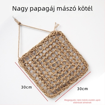 Papagáj játék kötélhálós mászókával, harapnivaló medállal és létrával – tigris bőrű peónia motívummal felnőtt madarak számára
