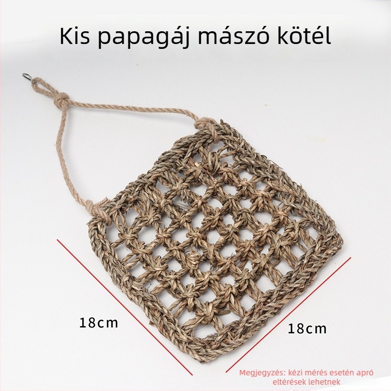 Papagáj játék kötélhálós mászókával, harapnivaló medállal és létrával – tigris bőrű peónia motívummal felnőtt madarak számára
