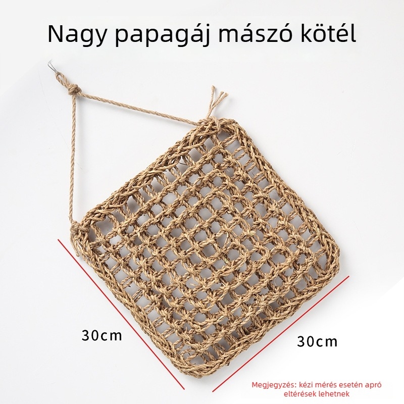 Papagáj játék kötélhálós mászókával, harapnivaló medállal és létrával – tigris bőrű peónia motívummal felnőtt madarak számára