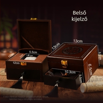 Fából készült karkötő tároló doboz, ékszeres doboz, Hetian jade és jadeit csomagoló doboz, dupla rétegű ajándékdoboz medálokhoz
