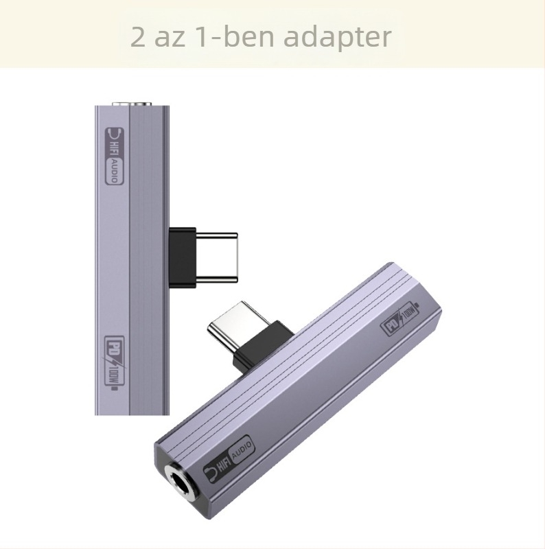 Type-C 2-in-1 audió átalakító fejhallgatóhoz és töltéshez — PD100W gyors töltés, digitális audió dekódolás, kompatibil Huawei, Xiaomi, Honor, Oppo, iPhone 17 és más USB-C eszközökkel