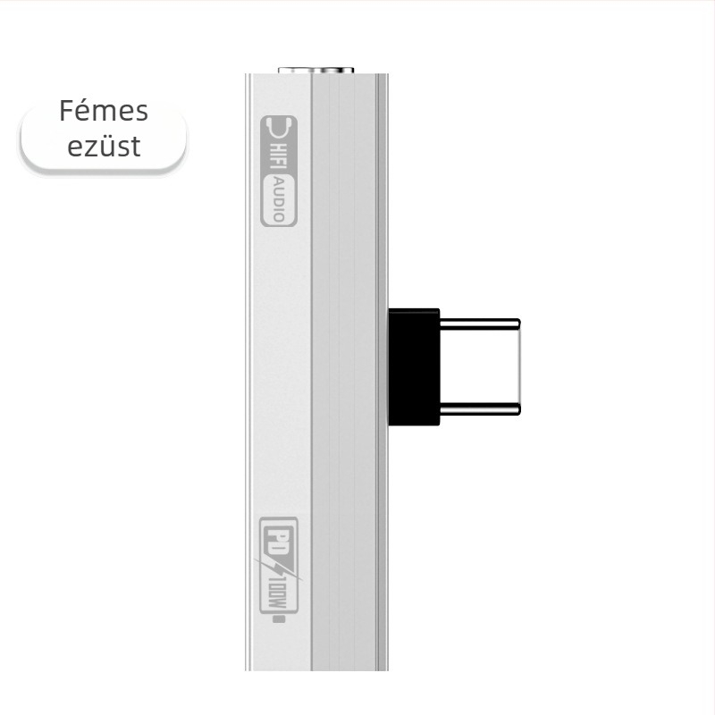 Type-C 2-in-1 audió átalakító fejhallgatóhoz és töltéshez — PD100W gyors töltés, digitális audió dekódolás, kompatibil Huawei, Xiaomi, Honor, Oppo, iPhone 17 és más USB-C eszközökkel