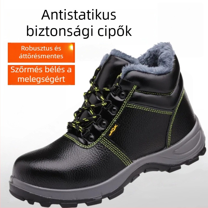 Munkavédelmi biztonsági cipő acél orral – ütésálló, perforációálló, antistatikus, szigetelt; embossált marhabőr + PU talp