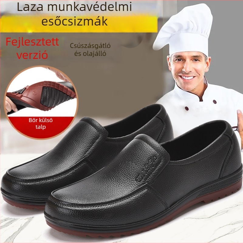 Uniszex műanyag esőcsizmák, csúszásmentes talppal, alacsony szárú, vízálló munkacipő konyhához, halászathoz és építkezésre