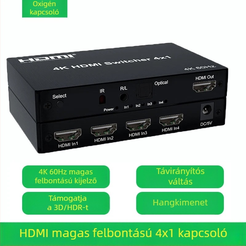 HDMI kapcsoló mátrix 2x2 audióval, 4K60Hz, távirányító