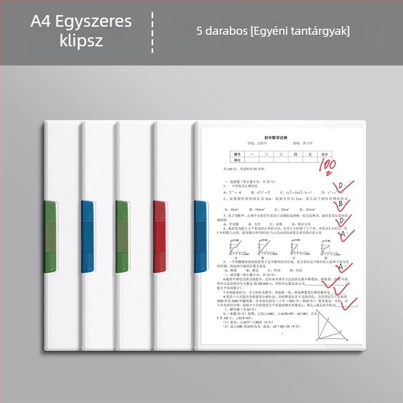 A4-es mappa dupla sínnel forgó mechanizmussal, átlátszó betétekkel diákok számára