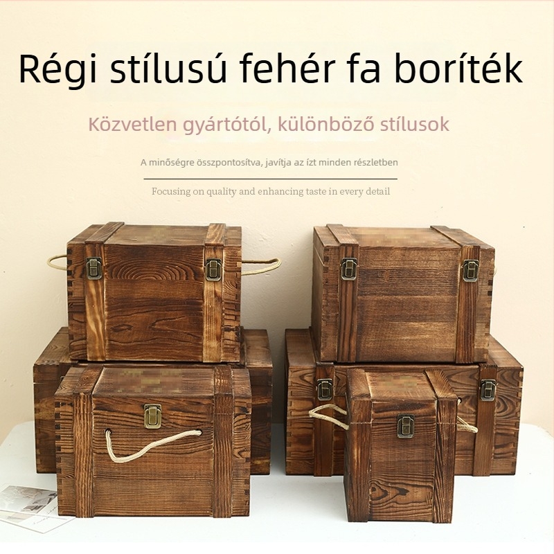 Hordozható Fa Boros Ajándékdoboz személyre szabással és logónyomtatással