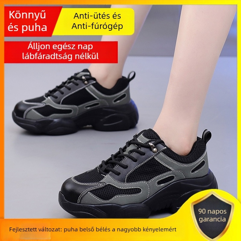 Női védőmunkacipő, ultra-könnyű, műanyag-acél orr-védővel, ütés- és perforációálló, kopásálló, alacsony felső rész, szigetelt