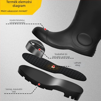 Gumi munkavédelmi esőcsizma – vízálló, ütésálló, gumiból készült