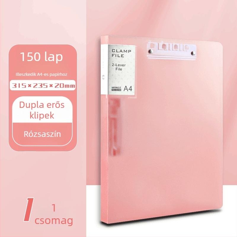 Yaxing PP mappa erős csiptetővel és lemezes rögzítéssel, matt vízálló felület, nyomtatás nélkül