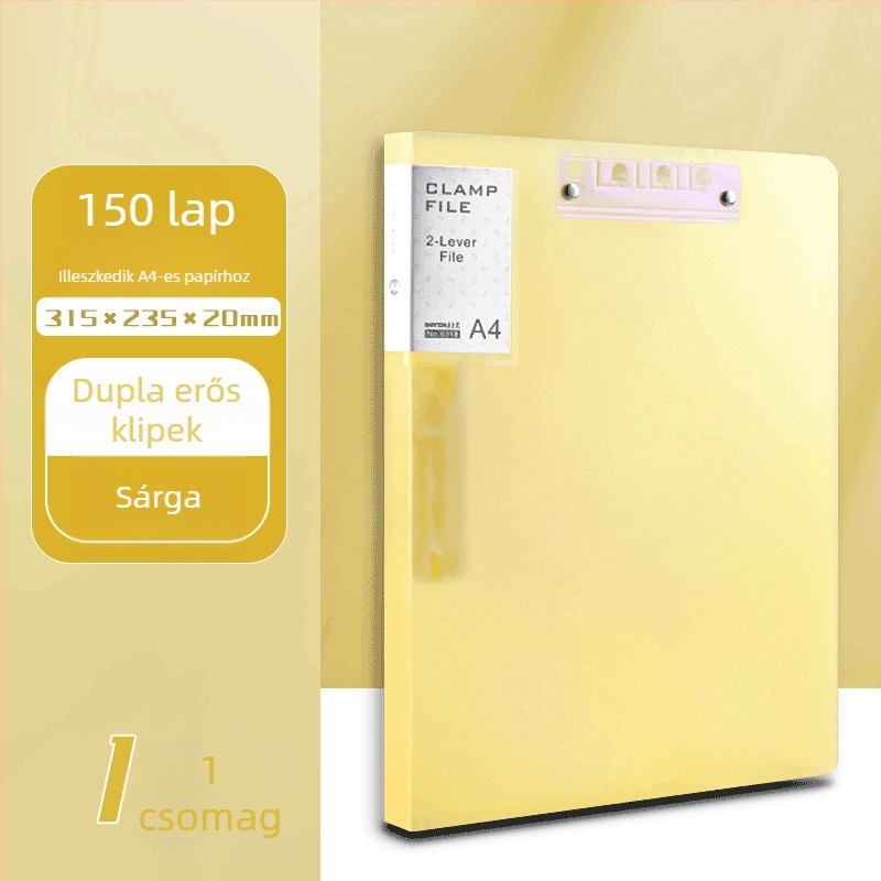 Yaxing PP mappa erős csiptetővel és lemezes rögzítéssel, matt vízálló felület, nyomtatás nélkül