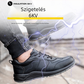 6KV izolált biztonsági cipő, anti-ütés és anti-perforáció, lélegző mikroszálas felsőrész, acél orr