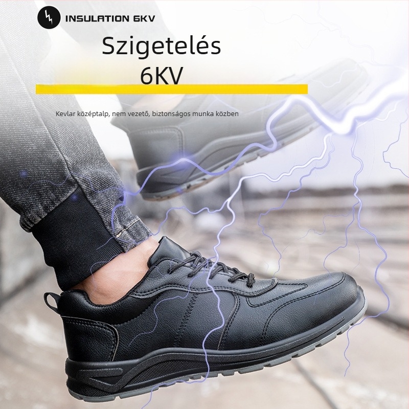 6KV izolált biztonsági cipő, anti-ütés és anti-perforáció, lélegző mikroszálas felsőrész, acél orr