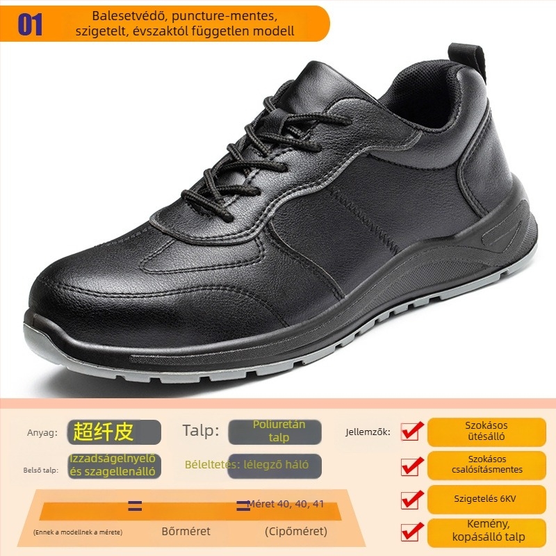 6KV izolált biztonsági cipő, anti-ütés és anti-perforáció, lélegző mikroszálas felsőrész, acél orr