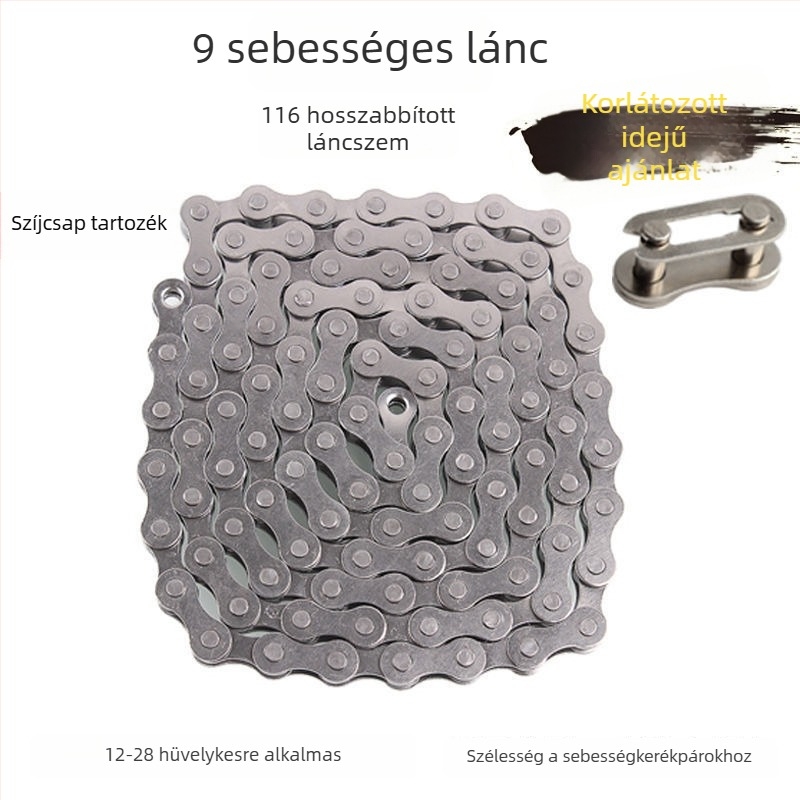 Kerékpár lánc babakocsihoz és terepkerékpárhoz, egysebességes, varázscsattal, 6789 szintű változó sebességű lánc