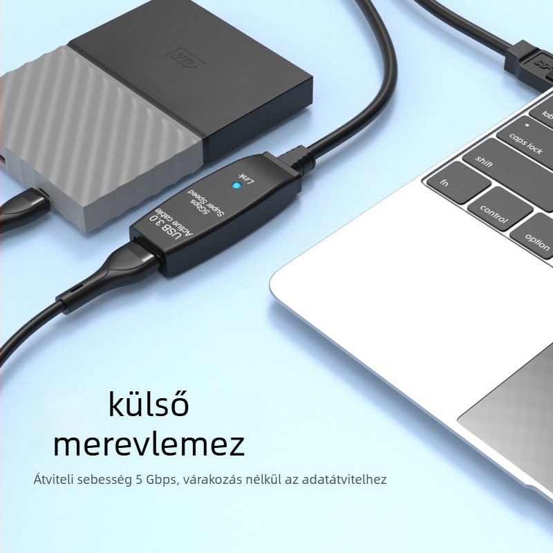 USB 3.0 hosszabbító kábel konferenciák kamerákhoz, férfi–női csatlakozóval, jelerősítővel