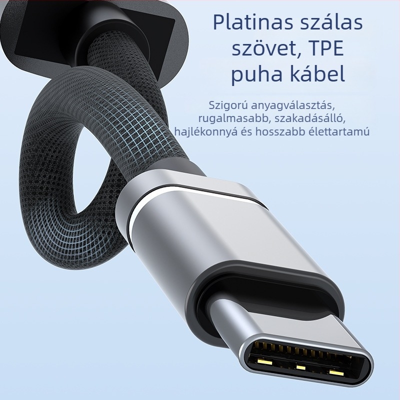 Type-C dokkoló hub PD töltéssel és USB hangkimenettel, Huawei telefonokra és iPad táblagépekre, 4-portos, külső tápegység nélkül, 10 cm-es kábel, modell PD+HUB
