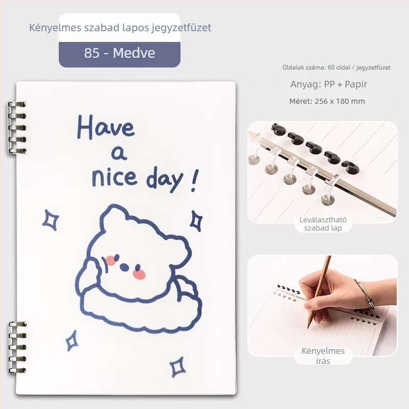 Qiaoguan PP borítóval ellátott notesz, leválasztható lapokkal, faalapú papír 80 g/m²