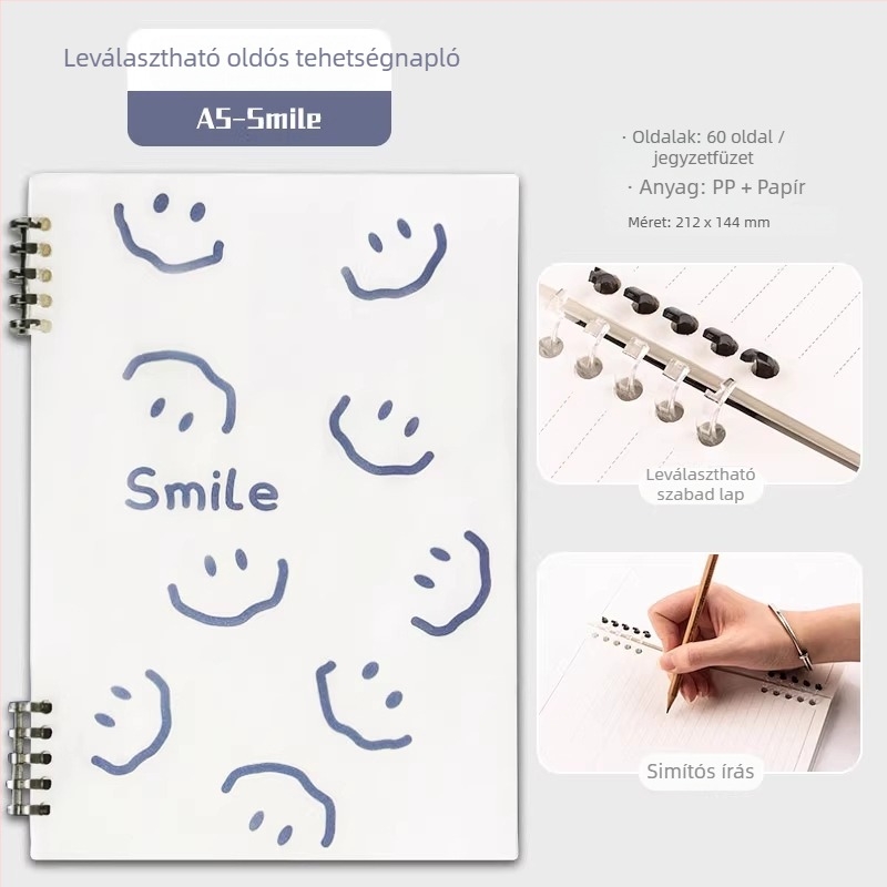 Qiaoguan PP borítóval ellátott notesz, leválasztható lapokkal, faalapú papír 80 g/m²