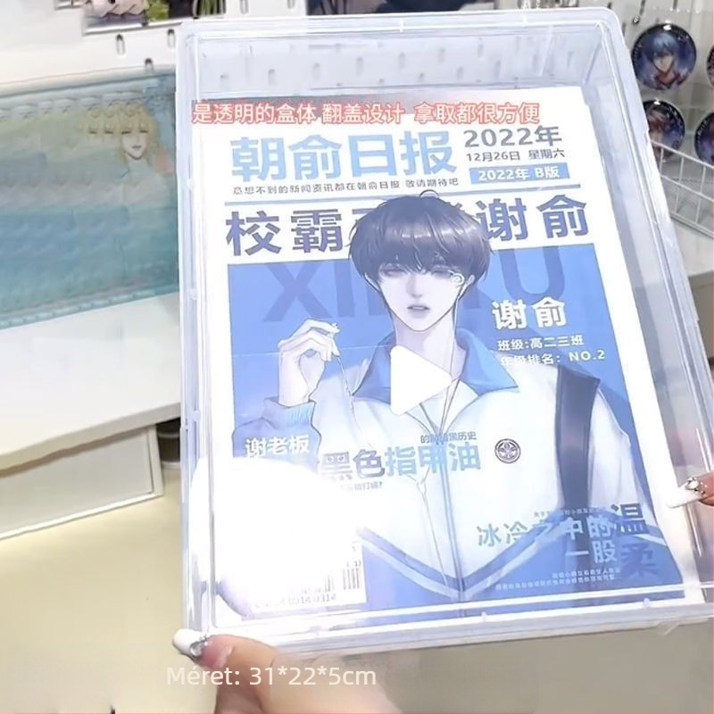 Kártyatartó doboz fedéllel, átlátszó, porálló, PP anyagból, kártyákhoz