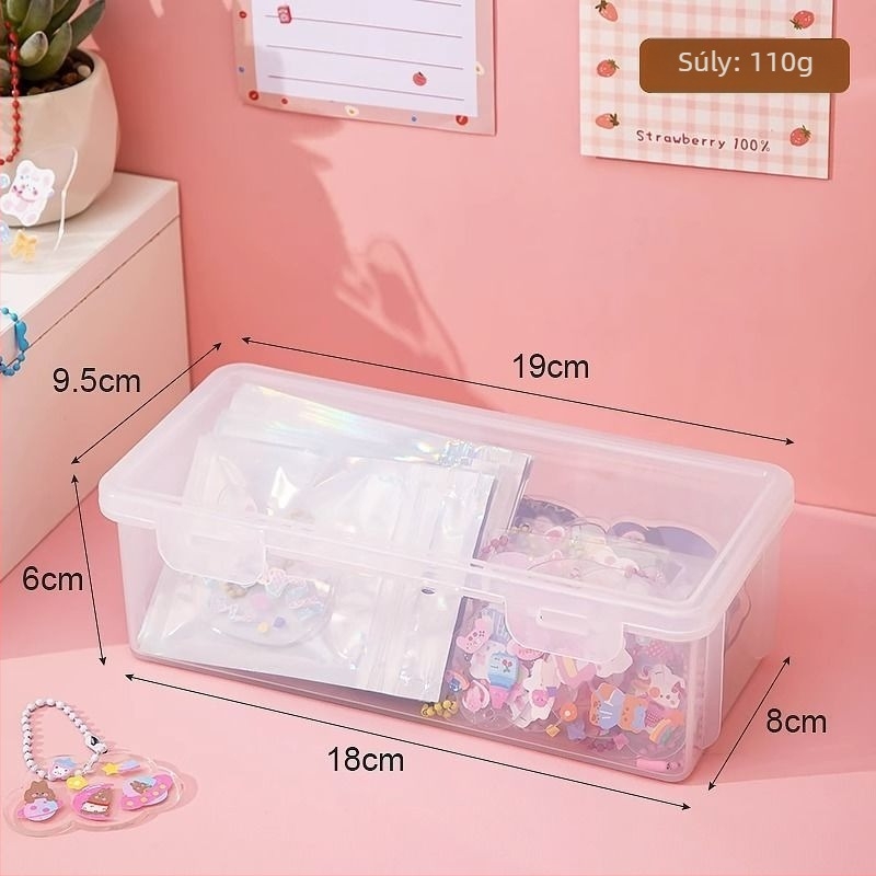 Kártyatartó doboz fedéllel, átlátszó, porálló, PP anyagból, kártyákhoz