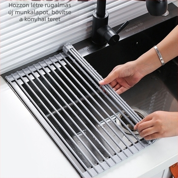 Konyhai mosogató lefolyó állvány, összecsukható, falra szerelhető, telepítés nélkül