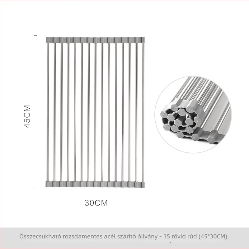 Konyhai mosogató lefolyó állvány, összecsukható, falra szerelhető, telepítés nélkül