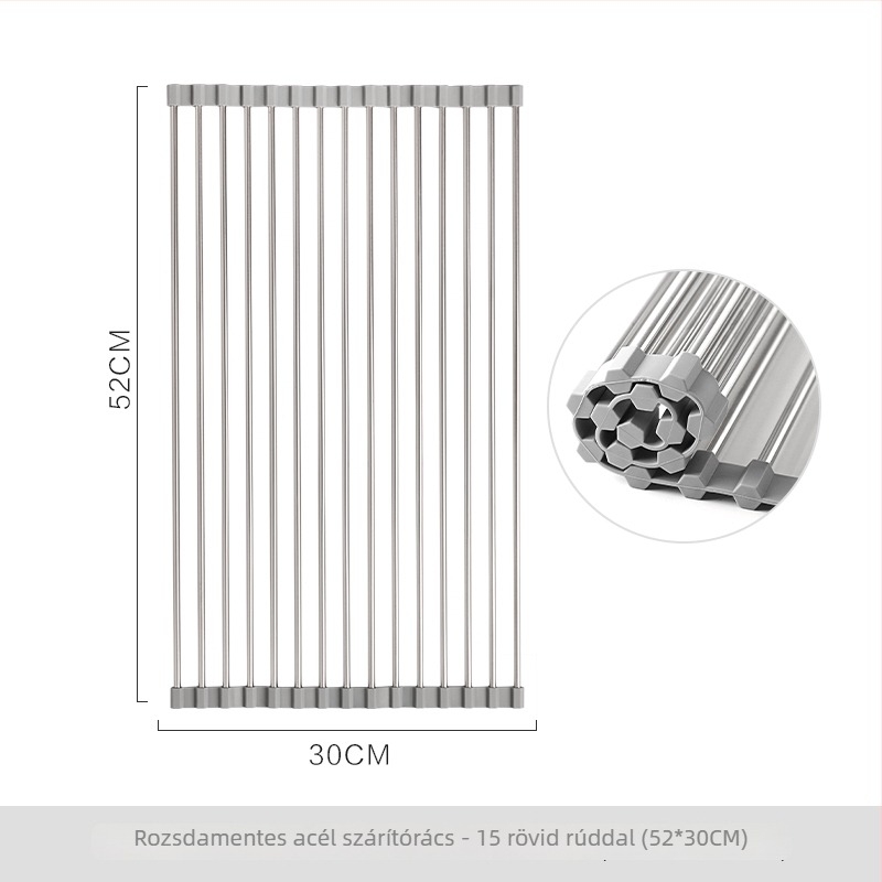 Konyhai mosogató lefolyó állvány, összecsukható, falra szerelhető, telepítés nélkül
