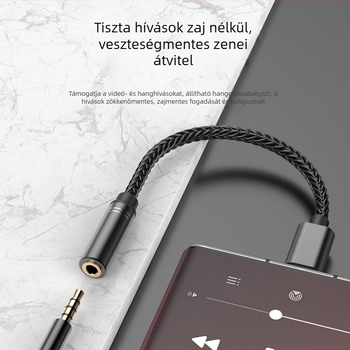 Type-C 3,5 mm-es átalakító kábel ezüstözött vezetékekkel, digitális dekódolás, teljesen kompatibil adapter