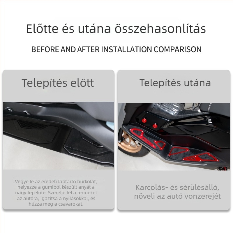 SHARK POWER NMAX155 Elülső pedál alumíniumötvözetből, satírozott felülettel, gumírozott csúszásmentes és esésvédő párnákkal