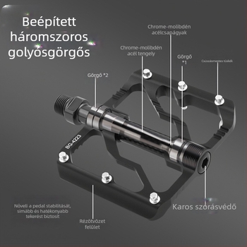 WOTI Bg-4223 Háromcsapágyas pedálok, szénszálas csővel, országúti és MTB kerékpárokhoz, alumínium ötvözet test