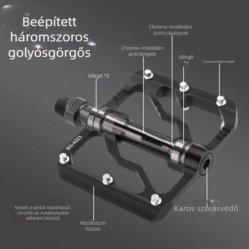 WOTI Bg-4223 Háromcsapágyas pedálok, szénszálas csővel, országúti és MTB kerékpárokhoz, alumínium ötvözet test