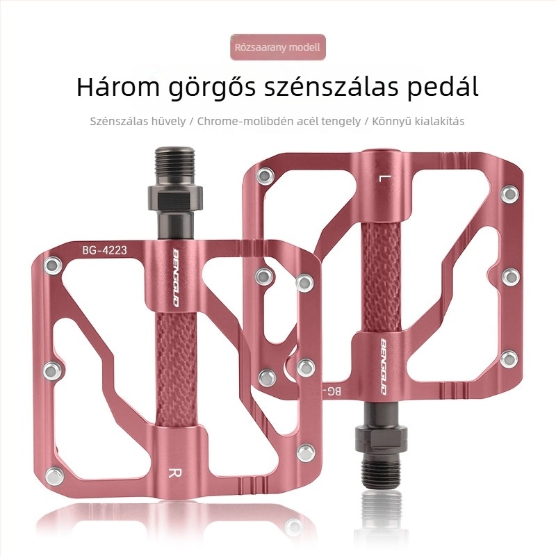 WOTI Bg-4223 Háromcsapágyas pedálok, szénszálas csővel, országúti és MTB kerékpárokhoz, alumínium ötvözet test